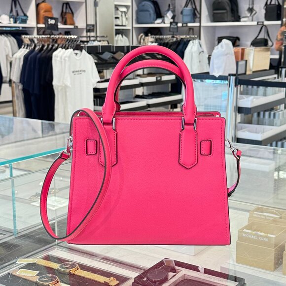 Michael Kors Hamilton Small Satchel Shoulder Bag MK Electric Pink Multi Exotic - Picture 3 of 15